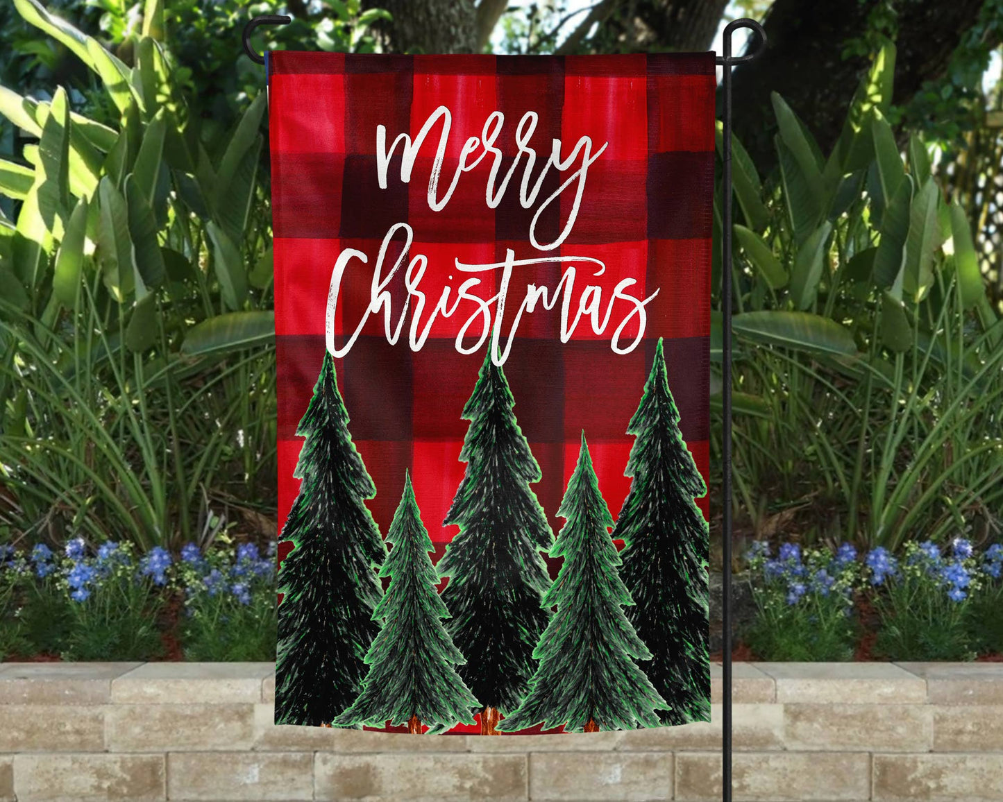 Garden Flag - Merry Christmas Buffalo Plaid Trees Decor