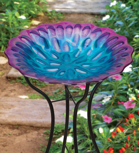 18" Birdbath with Stand - Honeycomb