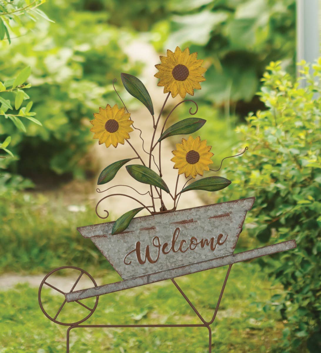 Sunflower Garden Stake - Welcome