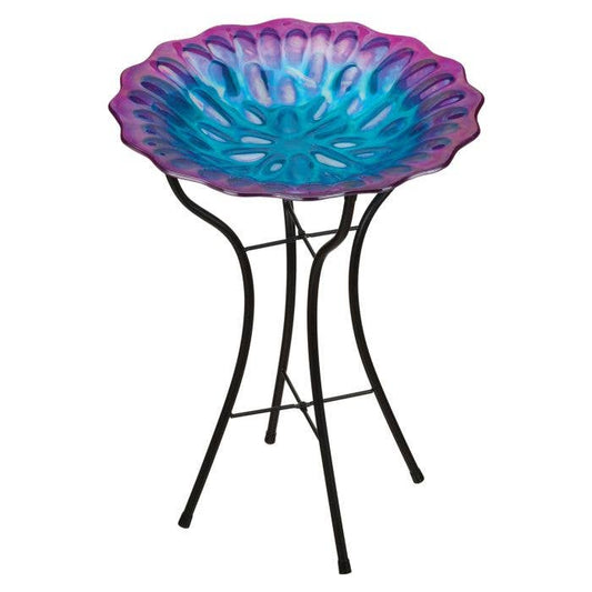 18" Birdbath with Stand - Honeycomb