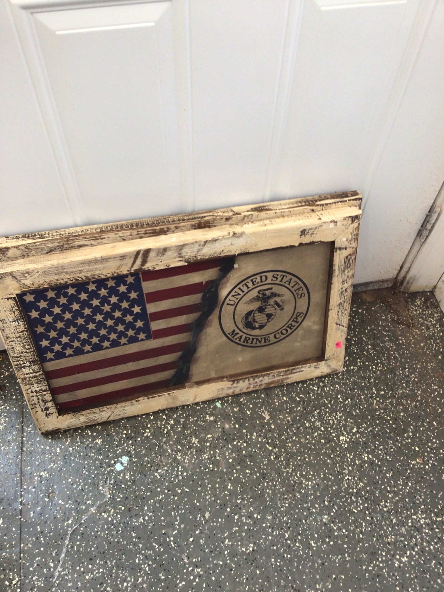 Marine Corp Wood flag