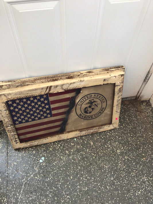 Marine Corp Wood flag