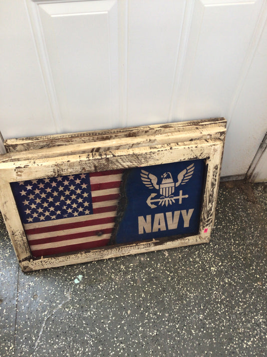 Navy wood flag