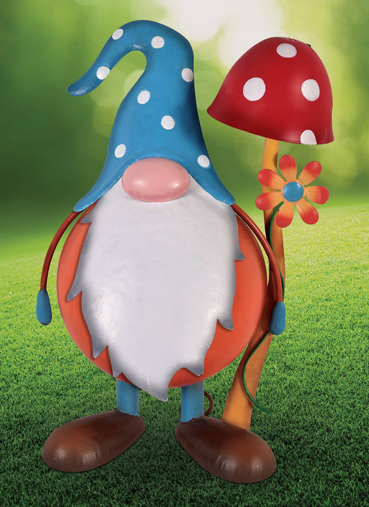 Blue Hat Gnome Solar Sculpture