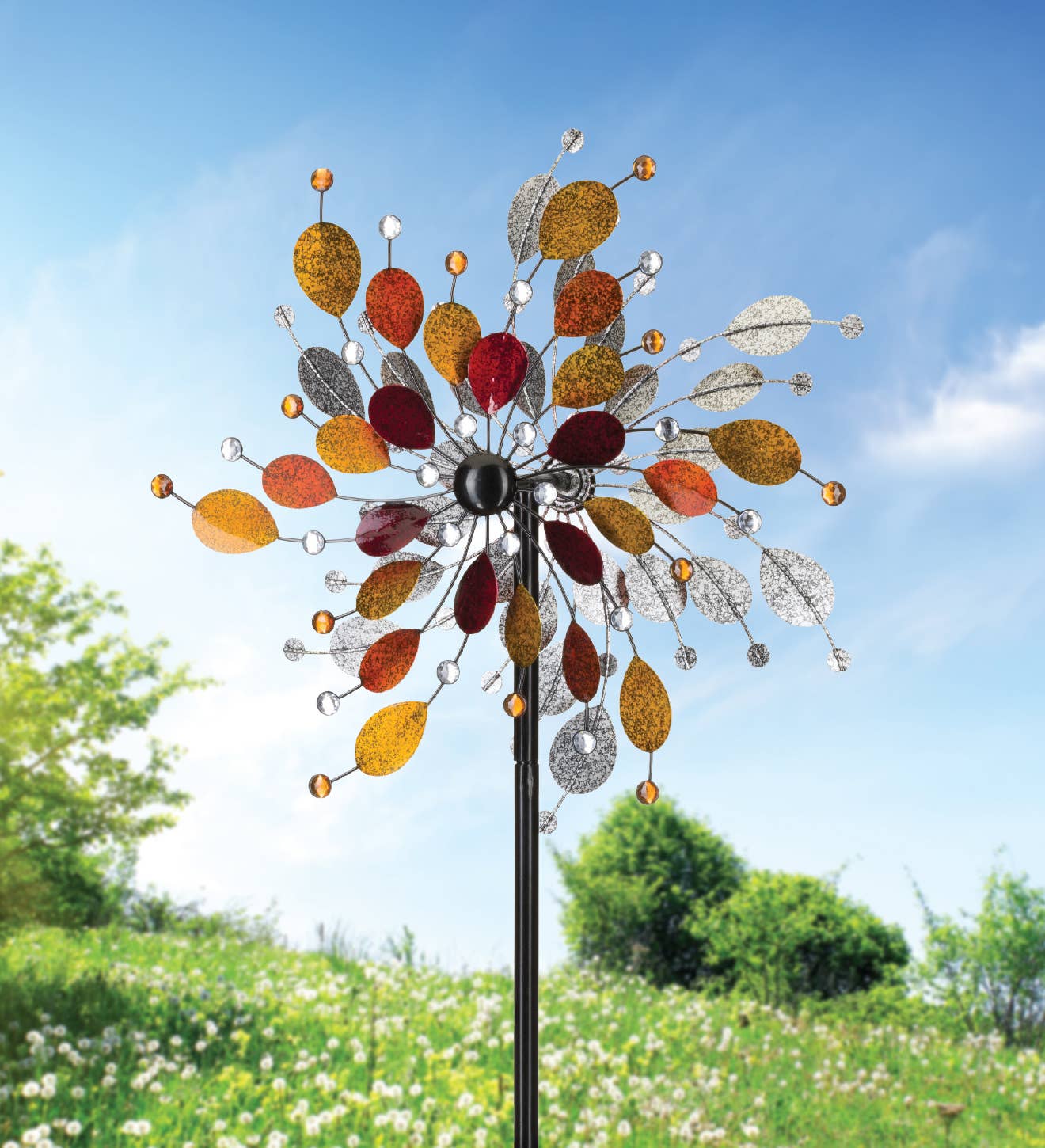 24" Rotating Wind Spinner - Jeweled Metallic